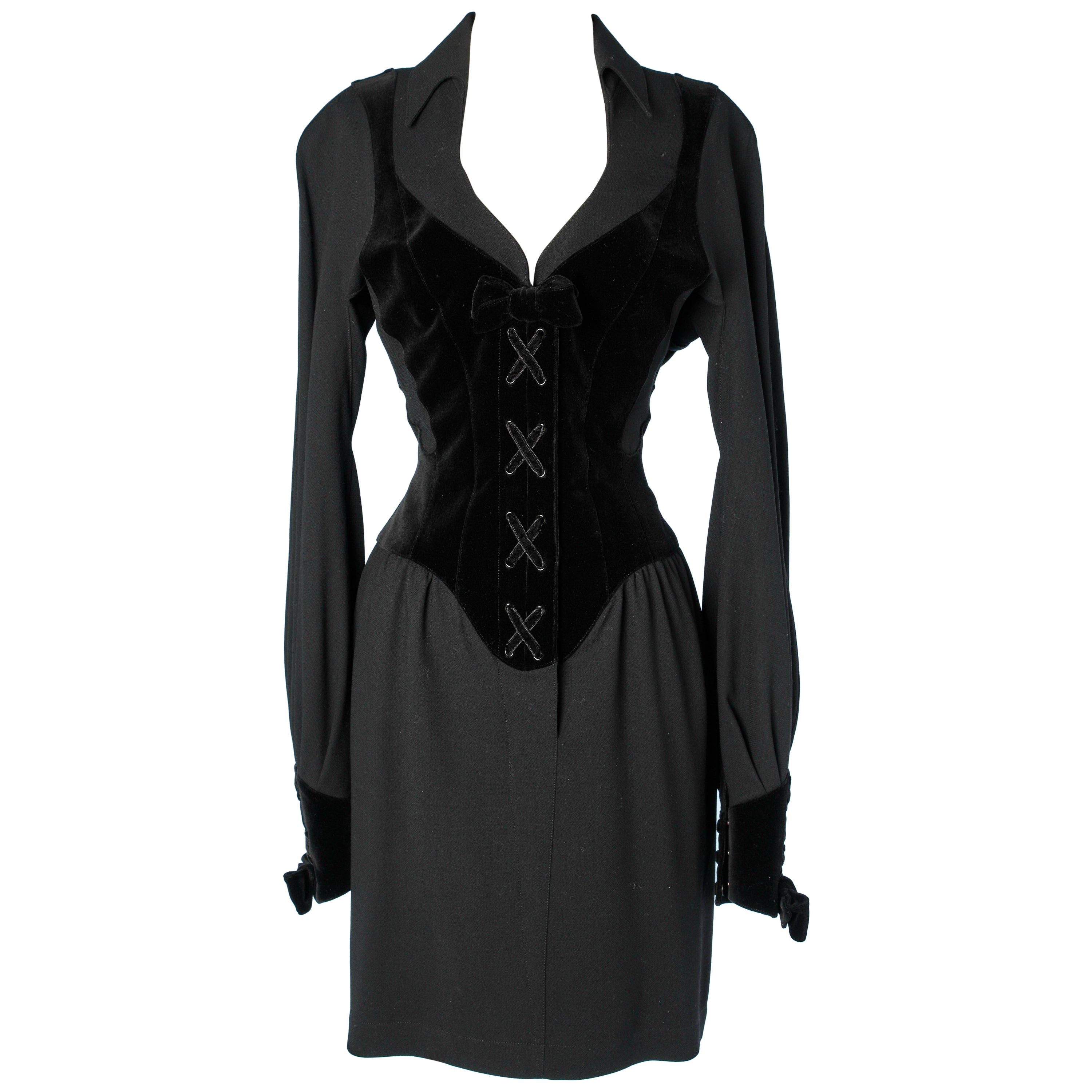 Black laced dress with press studs Thierry Mugler 