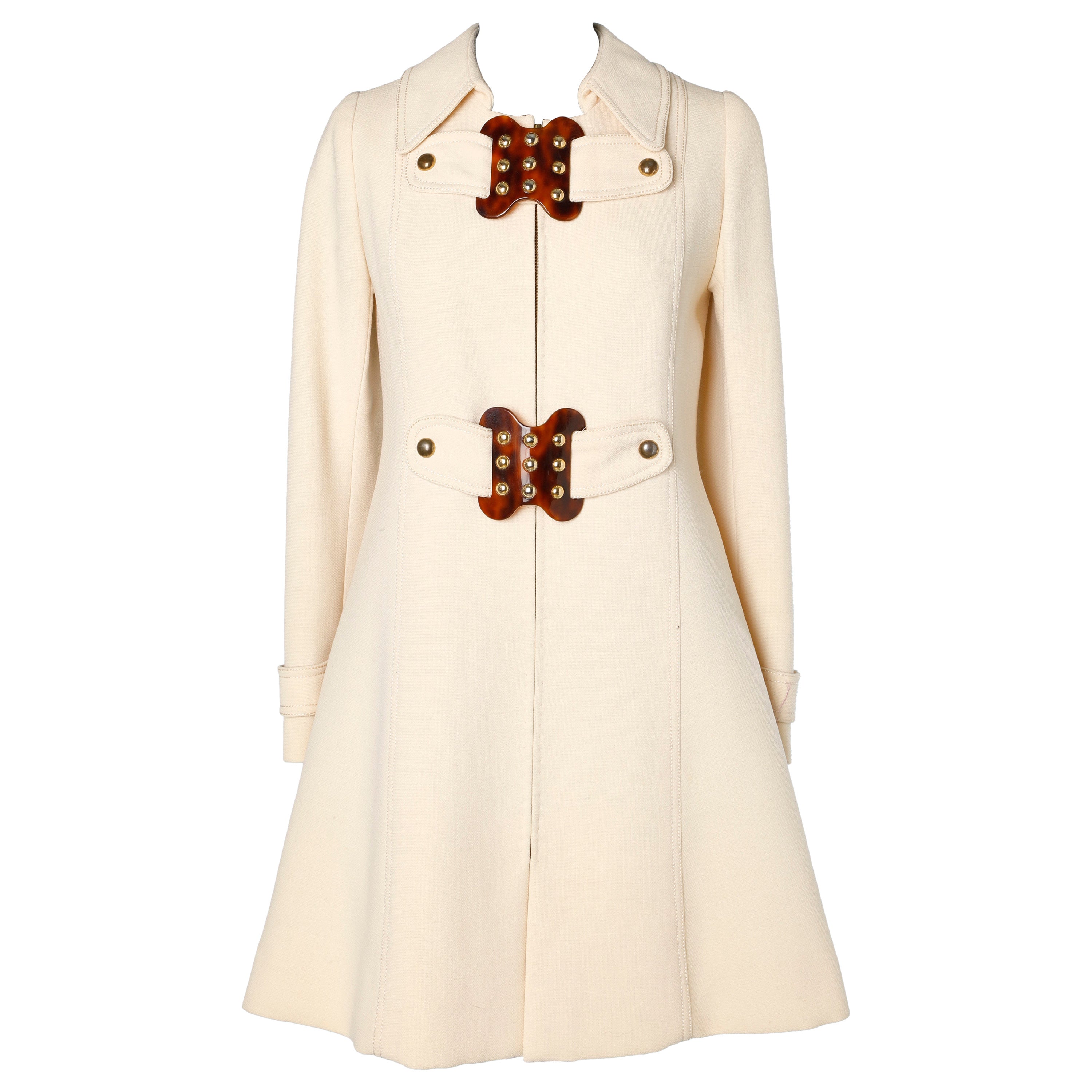 60's Off-white coat in dry wool Martine Garber 