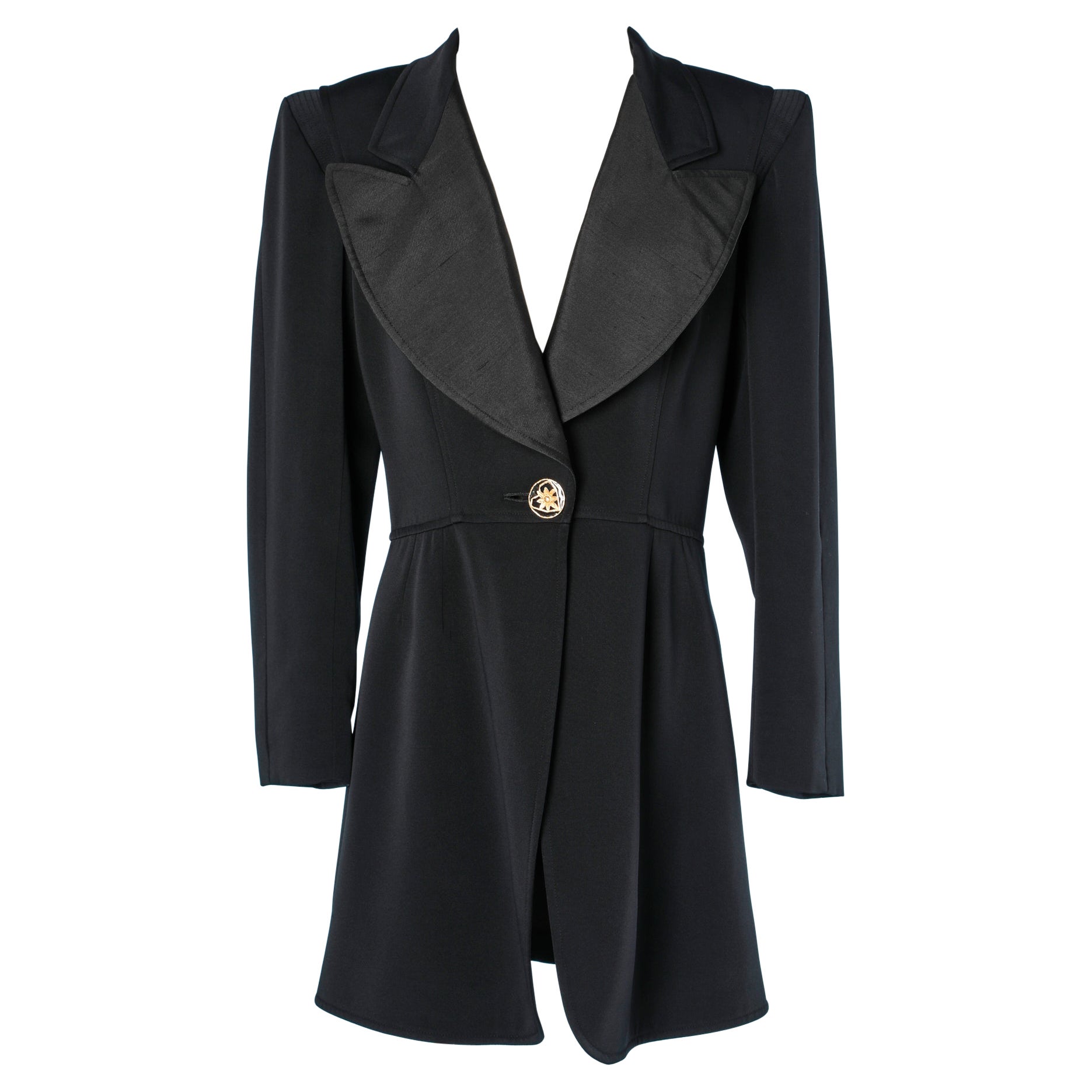 Black blazer with gold metal button Christian Lacroix For Sale