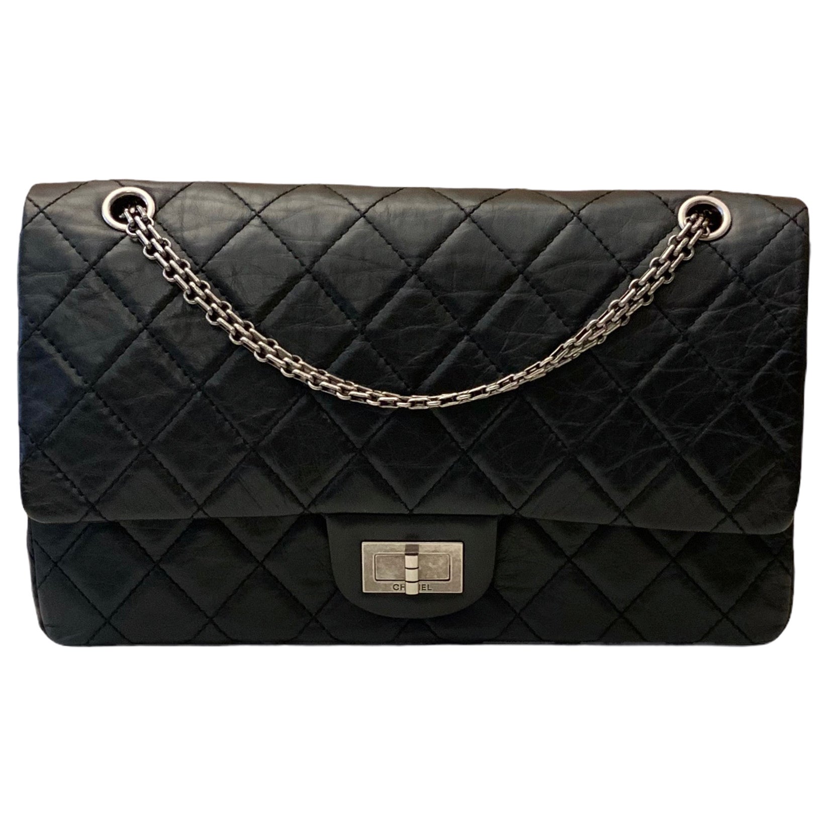 Chanel 2.55 Reissue Black Leather 227 Bag