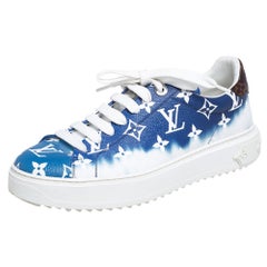 Louis Vuitton Blue/White Patent Monogram Canvas Escale Time Out Sneakers Size 40