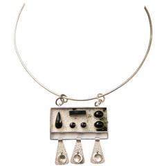 Oswaldo Guayasamin Sterling Silver and Onyx Necklace