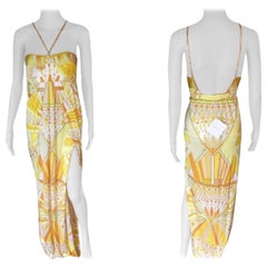Emilio Pucci S/S 2008 Laufsteg Ungetragenes bedrucktes langes Maxikleid mit offenem Rücken