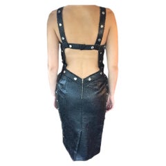 Dolce & Gabbana F/W 2007 Unworn Open Back Leather Stud Embellished Bodycon Dress