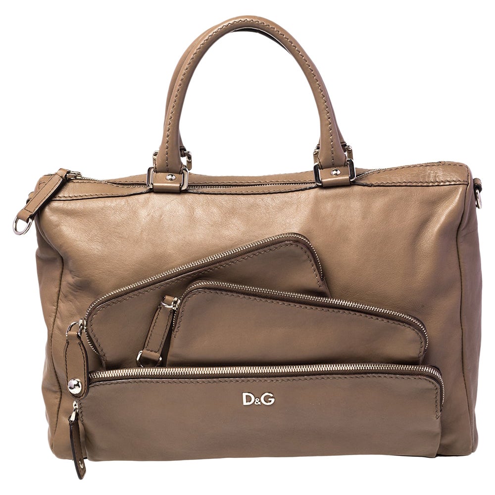 D&G Brown Leather Mindy Boston Bag