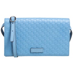 Gucci Blue Microguccissima Leather Flap Crossbody Bag