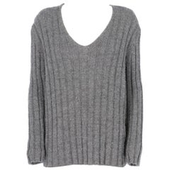 2000s Miu Miu ribbed grey wool sweater