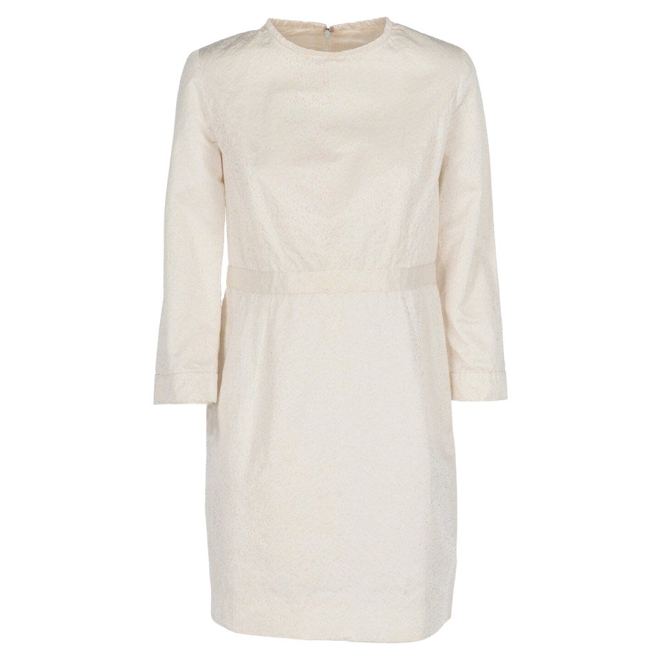 1980s Yves Saint Laurent white blend cotton knee-length dress