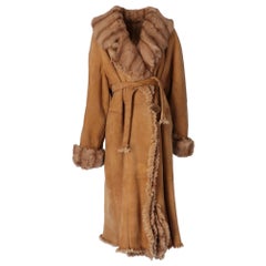 Retro 1990s Fendi beige lamb sheepskin coat