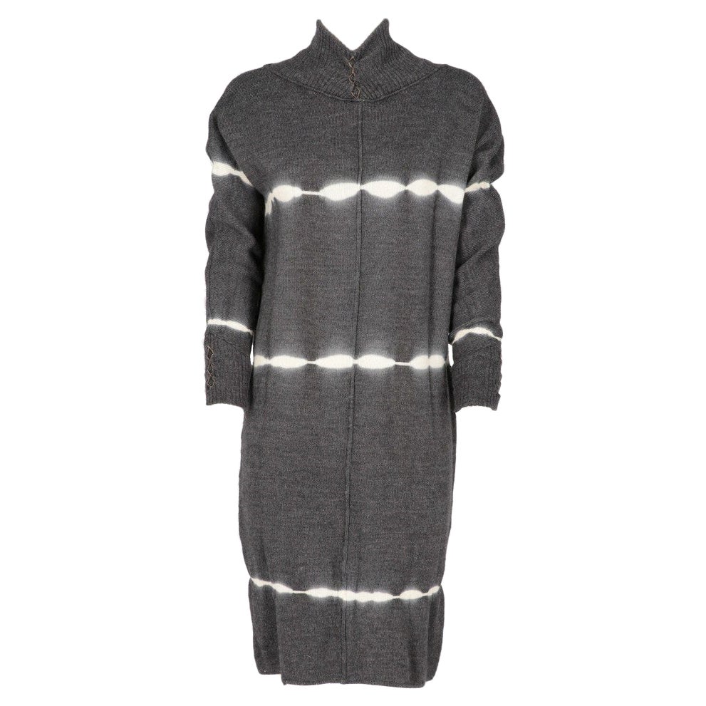 2000s Callaghan ivory tie-dye grey knitwear dress with ribbed collar