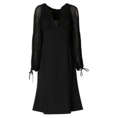 1990s Escada black wool and polyester knee-lenght dress