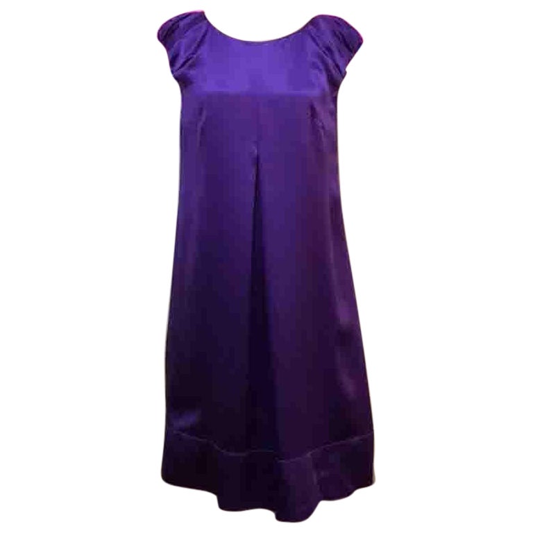 Dolce & Gabbana Purple Silk Satin Shift Dress 