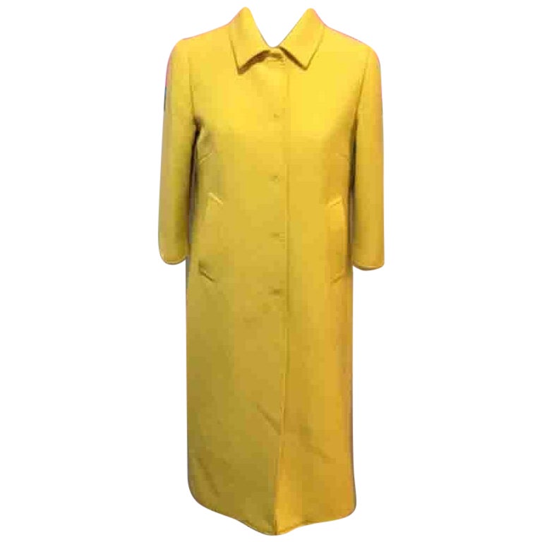 Dolce & Gabbana Yellow Wool 1960s Style Coat 