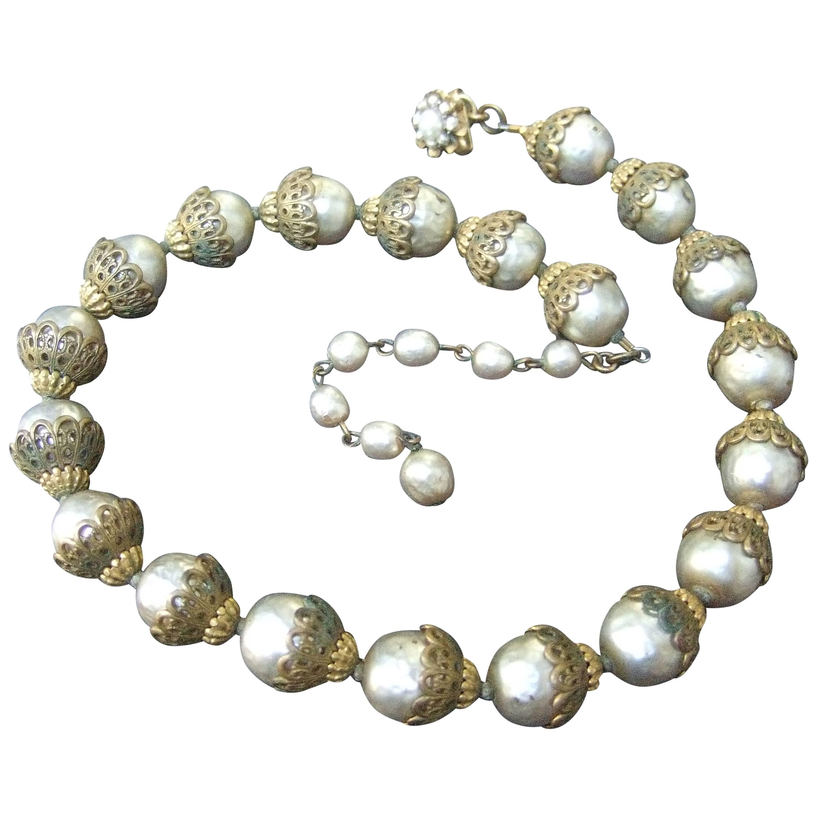 Miriam Haskell Baroque Pearl Necklace c 1950s