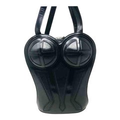 Vintage Jean Paul Gaultier Black Leather Bustier Corset Backpack 
