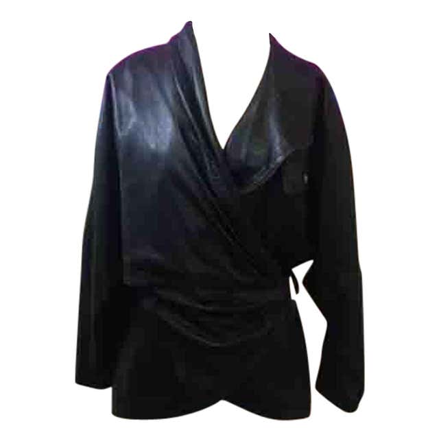 Gianni Versace Black Leather Jacket with Jewel Crosses at 1stDibs ...