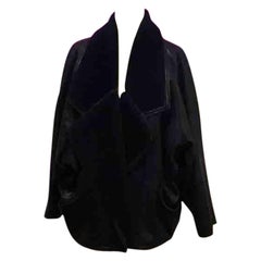 Gianni Versace Black Leather 1980s Vintage Coat