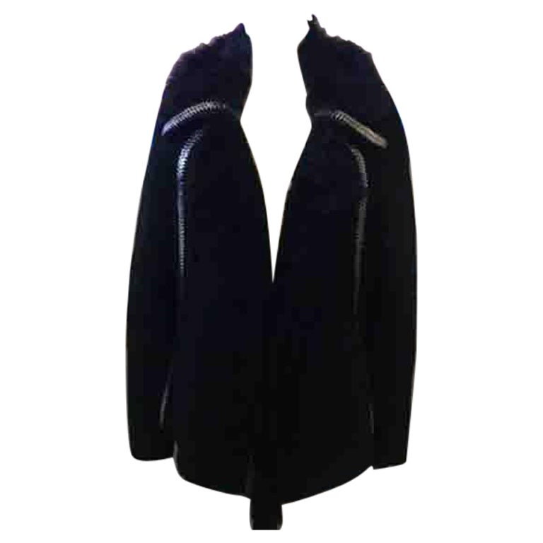 Roberto Cavalli Black Shearling Fringe Jacket For Sale