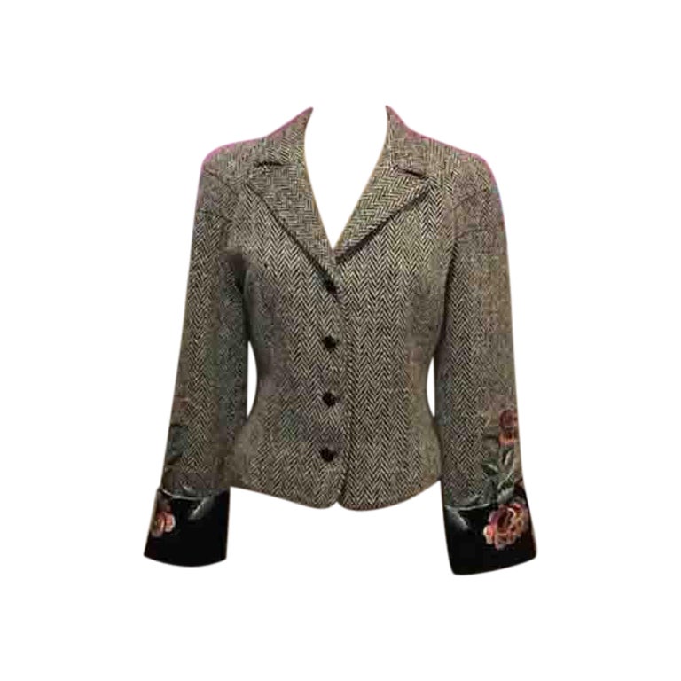 Valentino Boutique Vintage Wool Embroidered Jacket For Sale