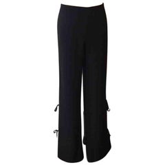 Valentino Black Wool Wide Leg Tuxedo Pants