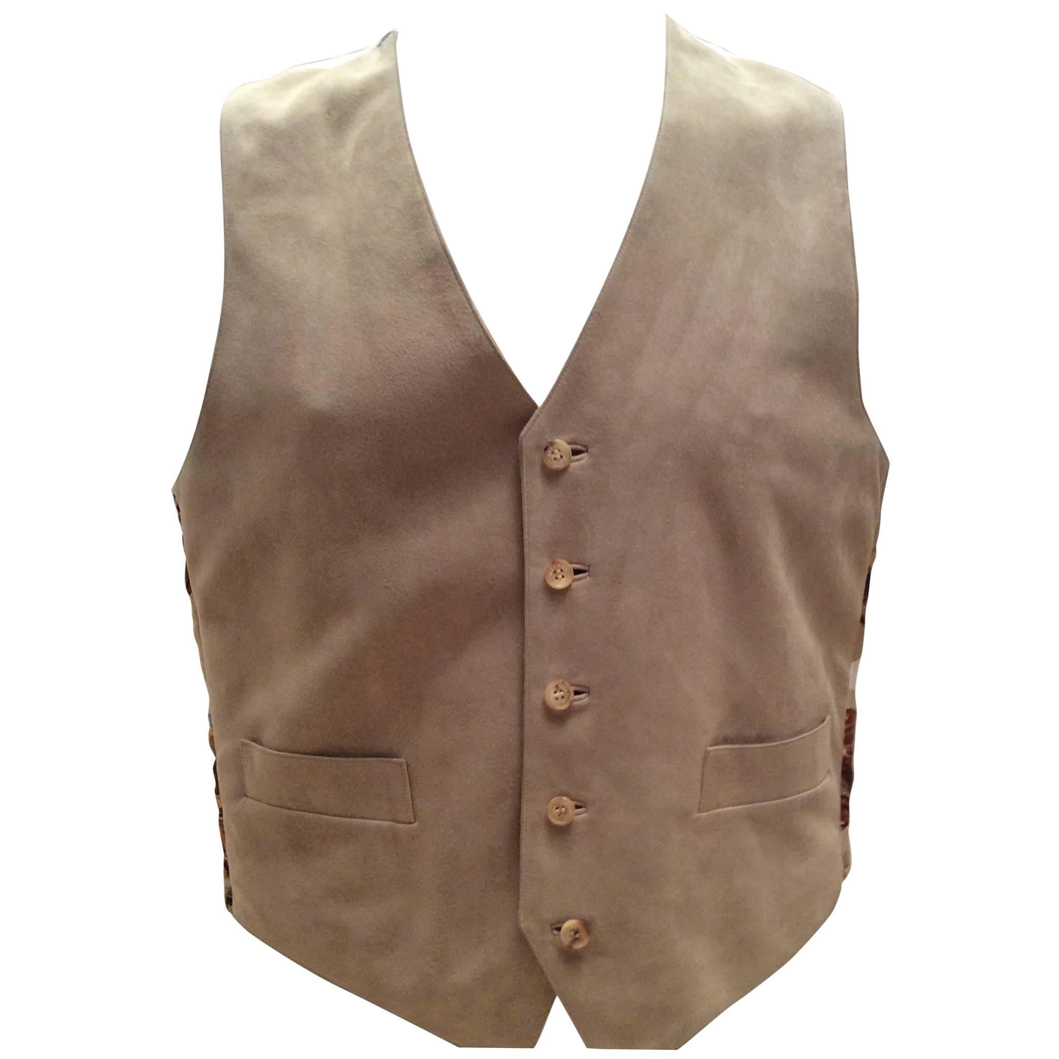 New Men's Hermes Suede and Silk Vest - Size 50