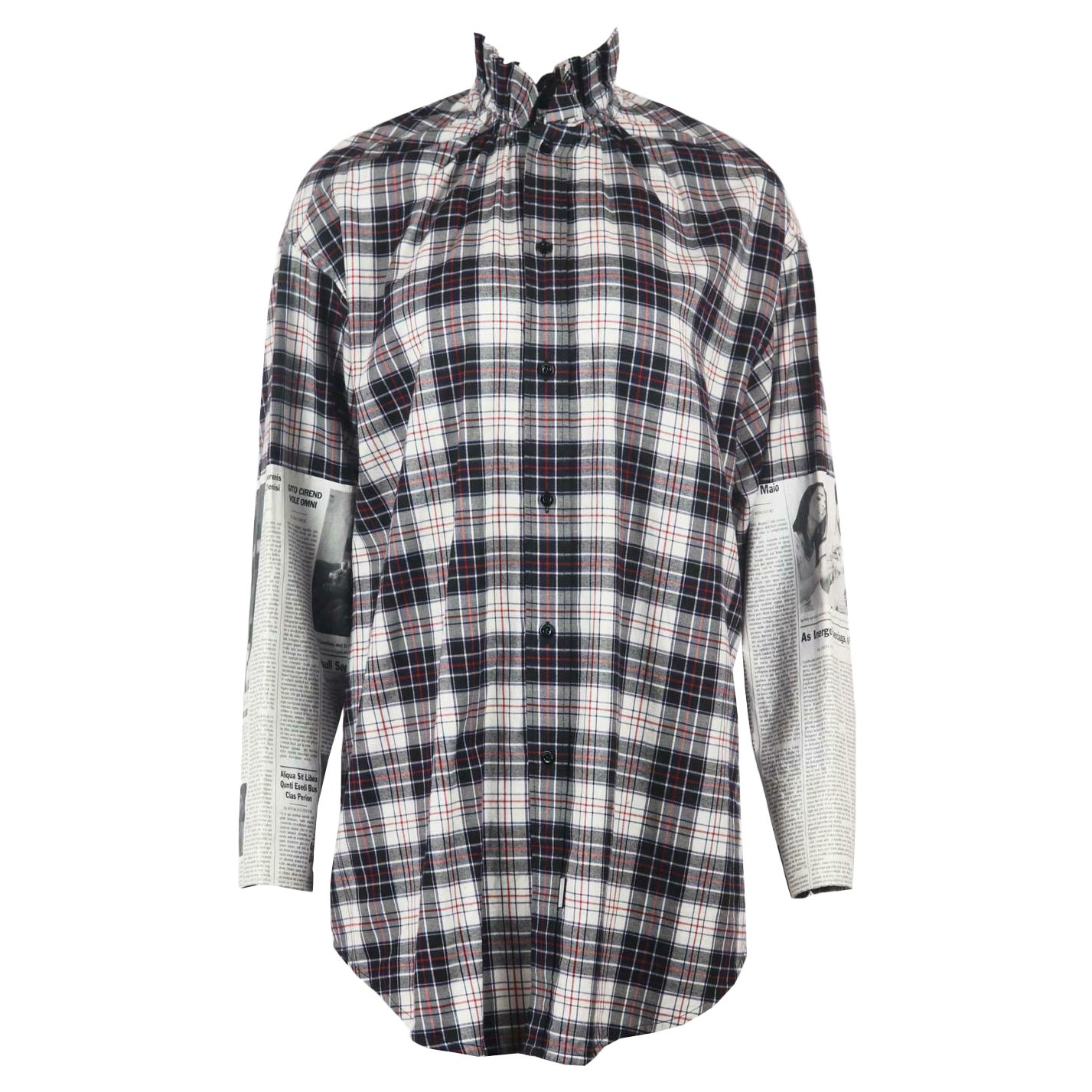 Balenciaga Oversized Printed Checked Brushed Cotton Shirt