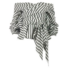 Johanne Ortiz Santa Rosa One Shoulder Striped Cotton Blend Top