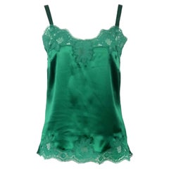 Dolce & Gabbana Lace Trimmed Silk Satin Top