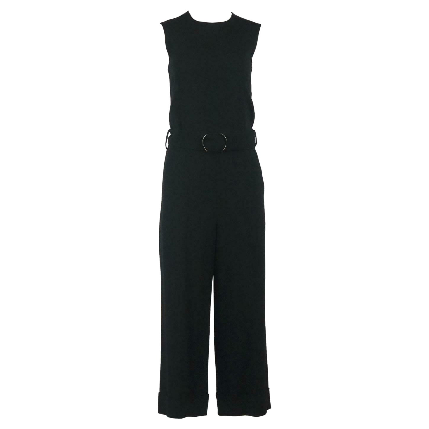 Sportmax Cropped Belted Crepe Jumpsuit