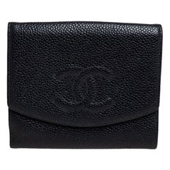 Chanel Black Caviar Leather French Wallet