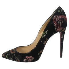 Christian Louboutin - Escarpins « Pigalle Follies » 100 Ronsard en velours noir à fleurs, taille 40