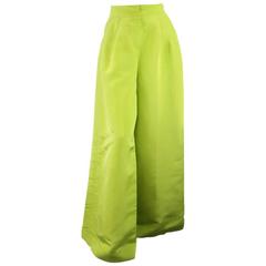 OSCAR DE LA RENTA - Pantalon de robe à jambes larges et haut en soie vert clair, taille 8
