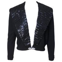 1950s Cardigan with Oversized Sequin Collar