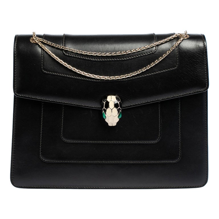 Bvlgari - Authenticated Serpenti Handbag - Leather Black Plain for Women, Very Good Condition