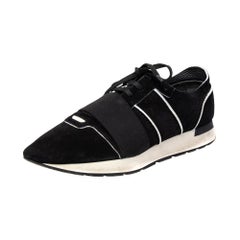 Balenciaga Black/White Suede And Leather Race Runner Sneaker Size 43