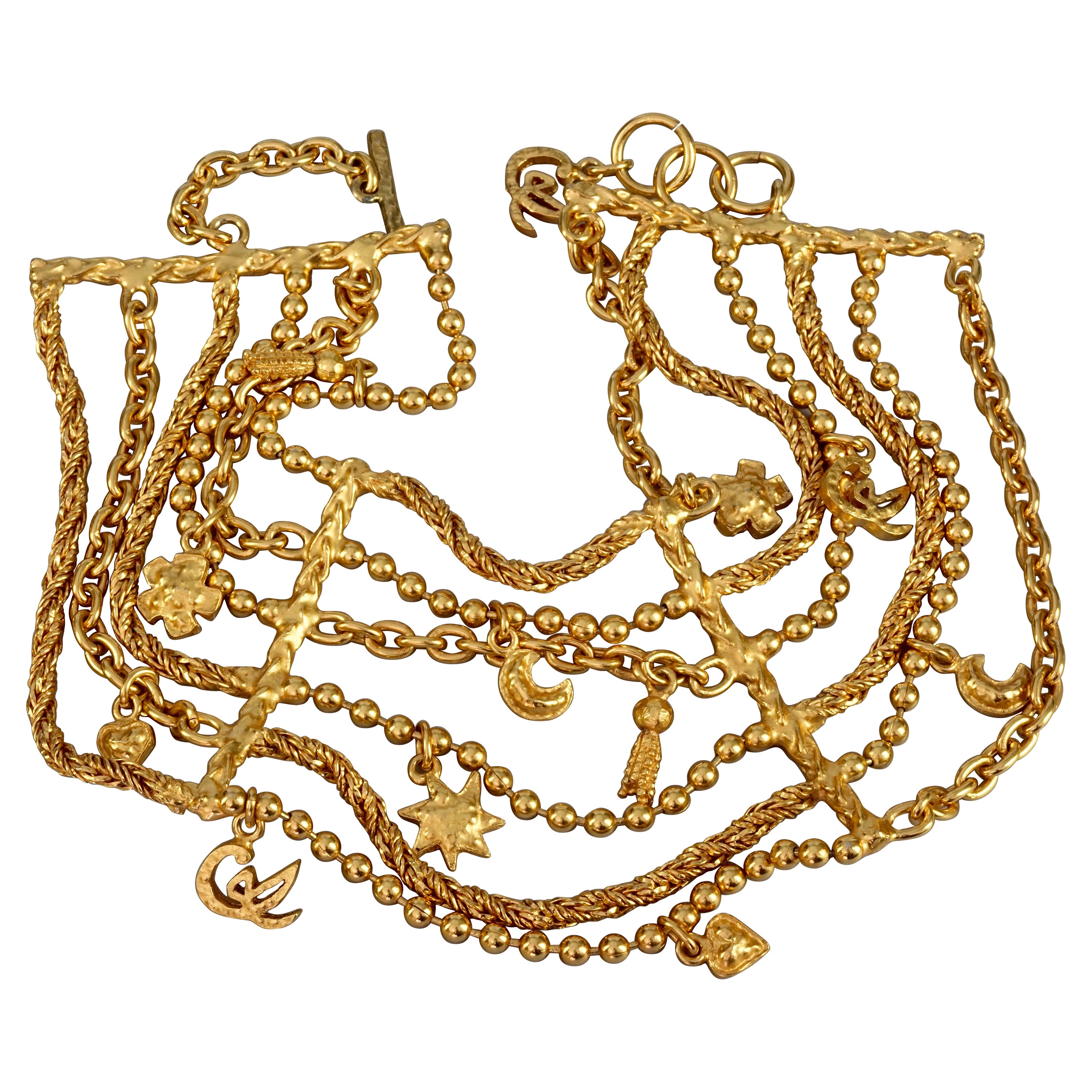 Vintage CHRISTIAN LACROIX Multi Layer Iconic Charm Choker Necklace