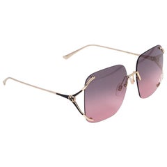 Gucci Gold Tone/Pink GG0646S Oversized Square Sunglasses