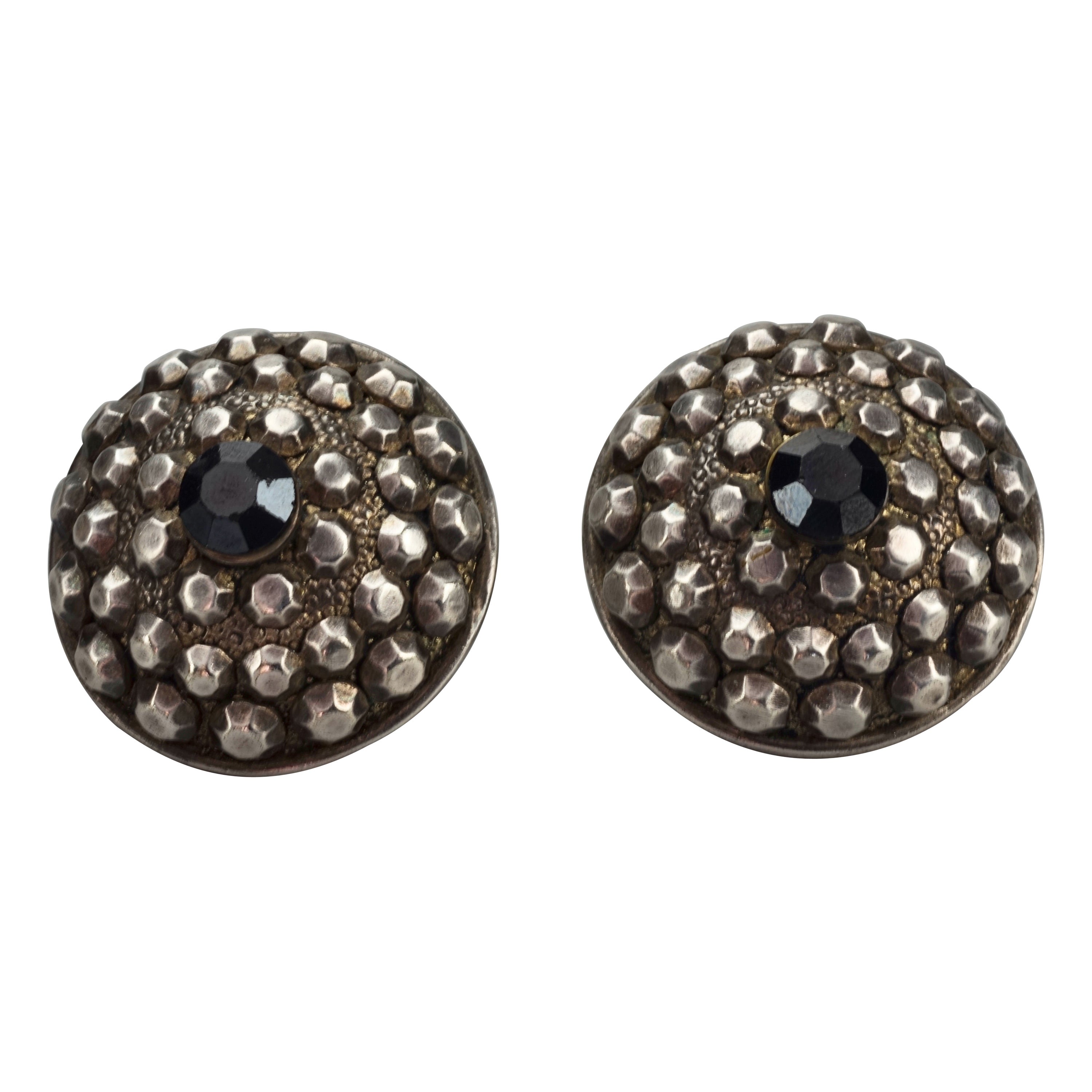 Vintage JEAN PAUL GAULTIER Ethnic Studded Disc Earrings For Sale