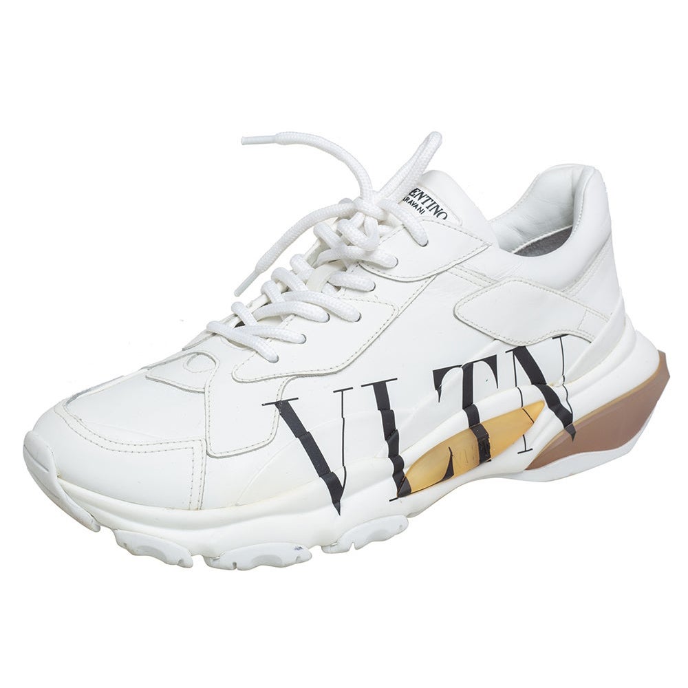 Valentino White Leather Logo Chunky Sneakers Size 40