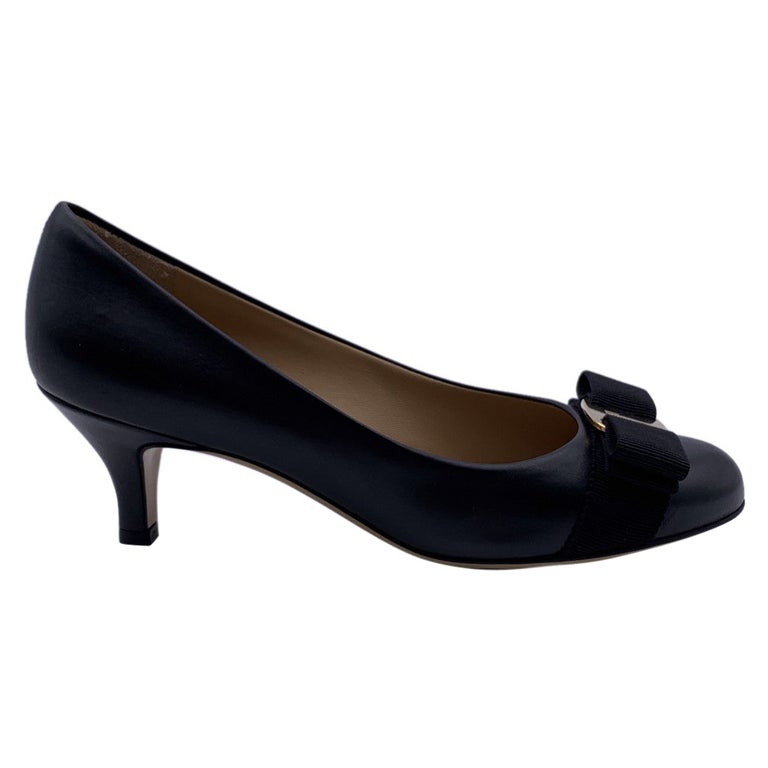 Salvatore Ferragamo Black Leather Carla Heel Pumps Size 4.5C 35C For ...
