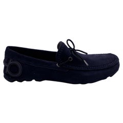 Salvatore Ferragamo Blue Suede Atlante Men Drivers 7 EEE US 41 EU