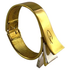 Christian Lacroix Vintage Bi Toned Jewelled Clamper Bracelet