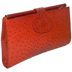 Fendi Vintage Genuine Ostrich Large spactacular clutch bag purse 