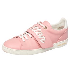 Louis Vuitton Pink/White Leather Logo Frontrow Sneakers Size 41