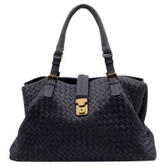 Bottega Veneta Grey Intrecciato Woven Leather Roma Tote Bag