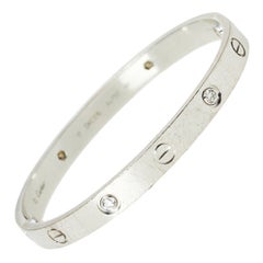 Cartier Love 4 Diamond 18K White Gold Bracelet 17