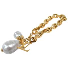 Louis Vuitton - Monogramme Damier - Perle d'or - LV - Bracelet à maillons en chaîne dans la boîte
