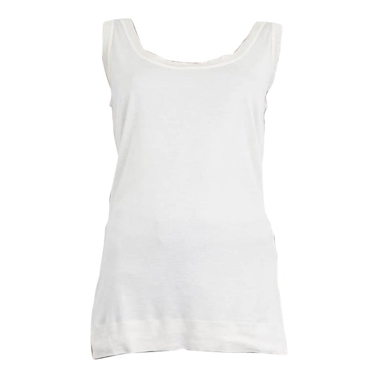 LORO PIANA off-white cotton silk KNIT Tank Top Sleeveless Shirt 50 XXL For Sale