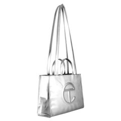 Used Telfar Medium Silver Shopping Bag