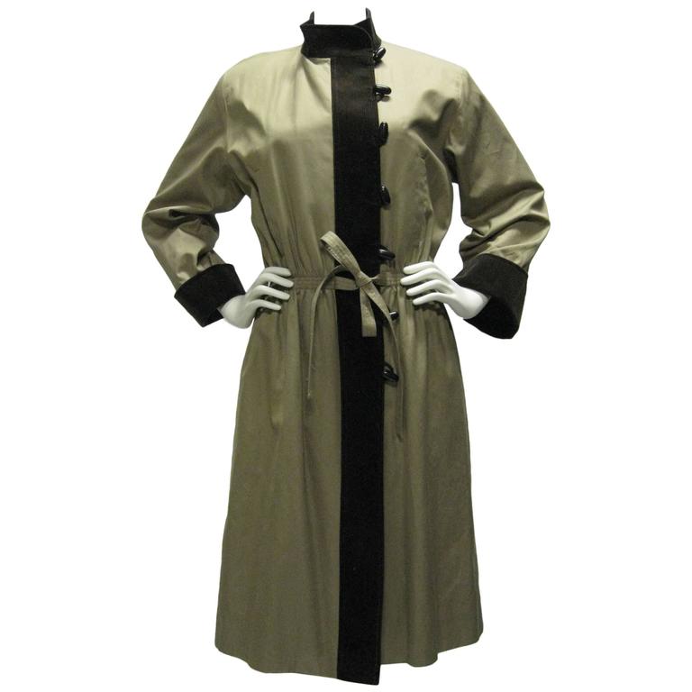 Vintage 70s Corduroy Mens Trench Coat Overcoat Samuelsohn
